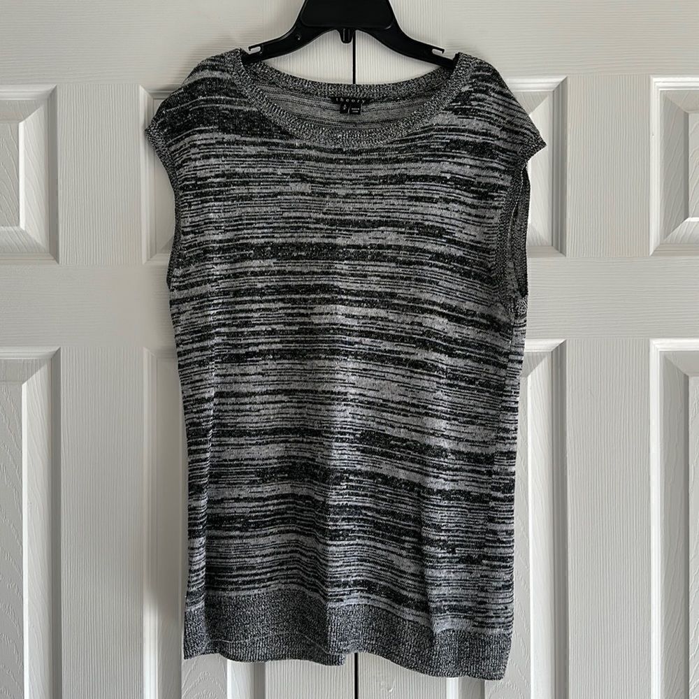 Theory Women’s Black & White Striped Sweater Vest